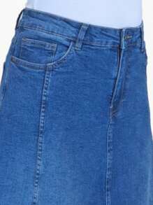 Paulo Due Flared Maxi Denim Skirt - Medium Wash - View 5