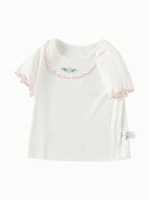 Balabala Girls' Embroidered Short-Sleeve Tee, Sweet & - Original White - View 4