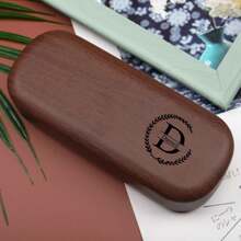 Customized Text, Name Glasses Case, Girly Wood Grain Anti-Pressure And Anti-Fall Leather Portable Literary Retro Student Men And Women Simple Glasses Case, Fashion Glasses Fashion Glasses Case - Multicolor - View 3