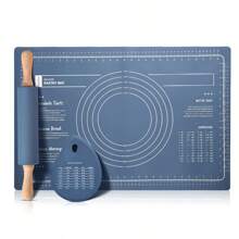 Juego de almohadillas de silicona para medir y amasar, rodillo de masa, almohadilla y gruesa, antideslizante y antiadherente, herramienta de repostería - raspador verde - Ver 8