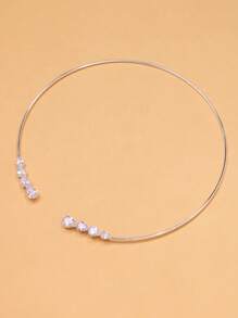 Stonefans Fashion Nhiều vòng cổ kim loại đính đá hình giọt nước cho phụ nữ Vòng cổ hở đơn giản Torques - Bạc - Xem 5