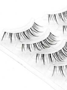 4 pairs Manga Lashes, Clear Band Anime Lashes 4 Pack, Spiky Anime False Eyelashes Natural Look, Lashes Looks Like Cluster Manga Lashes Individual, Cosplay Wispy Strip Eyelashes - Black - View 5