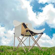 1 件户外可折叠紧凑型月亮椅，采用 600D 牛津布和碳钢制成，侧袋，带衬垫双层座椅，带手提袋 - 米色 - 查看 8