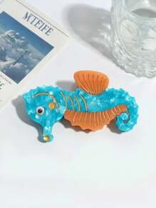 1pc Women's New Acetate Ocean Animal Seahorse Design Small Boutique Hair Clip