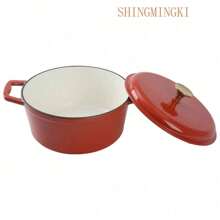 Premium-4.75 Quart Round Enameled Cast Iron Dutch Oven With Lid White