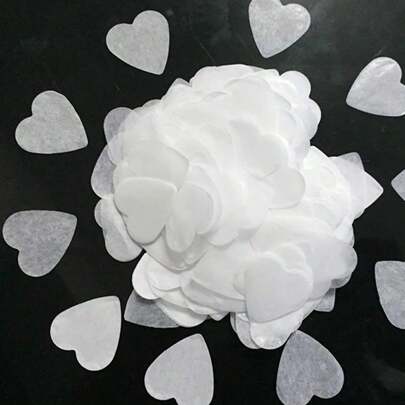White Wedding Heart Shaped Confetti Confetti Hearts For Outdoor Beach Reception Ceremony Celebrate Classic Modern Decoration, Wedding Celebration Party Table Confetti
