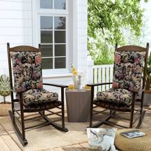 Waterproof Rocking Chair Cushion Set 2PACK Cushion Back & Seat Bottom For Rocking Chair Cushion Set Pad Upper & Lower Chair Cushions For Home Garden Outdoor - Black Flower - View 9