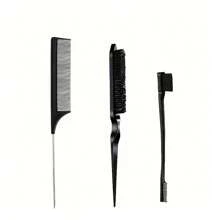 Ensemble de 6 peignes de coiffure - Comprend une brosse à queue de rat et une brosse noire lisse. Outils de coiffure pour barbier pour tous types de cheveux, brosse à cheveux, peigne, accessoires et produits capillaires pour salon de beauté, essentiels de voyage