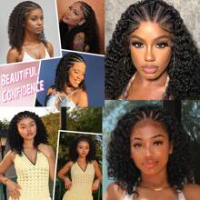 Pelucas con encaje frontal de pelo humano rizado tipo bob, listas para usar, para mujeres, con línea de cabello natural preplucada, trenzadas, ondas de agua, con densidad del 180%