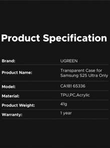 Funda para teléfono UGREEN compatible con Samsung Galaxy S25 Ultra, funda para teléfono móvil con protección contra caídas de grado militar, resistente al agua, a los golpes y a los arañazos - transparente - Ver 8