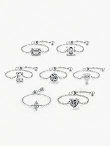 1 chiếc nhẫn độc đáo có thể điều chỉnh bằng Zirconia, nhẫn ngón cái cho nữ, quà tặng trang sức bạc Sterling S925 cao cấp dành cho nữ - Bạc - Xem 10