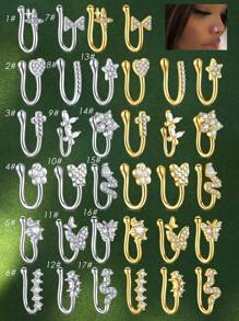 CIZME Fake Nose Ring Multi-Style Nose Rings Butterfly Heart Star Flower CZ African Nose Cuffs Golden/Silvery Golden Faux Septum Nose Rings Clip On Nose Jewelry For Woman Non Pierced Jewelry - Fake Nose Ring - View 2