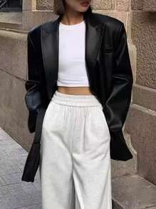 Nueva chaqueta blazer negro, holgada, retro y clásica para mujer. Prenda de vestir urbana, adecuada para otoño e invierno. Este blazer de alta calidad presenta un diseño de solapa pico, emanando un aire de lujo. Es un artículo muy versátil y personalizado, apropiado para diversas ocasiones importantes como fiestas, escenarios, citas, bodas y otros eventos. Festival de mujeres