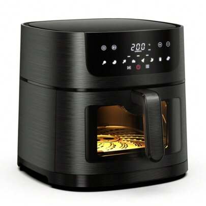 ostarkdom Milmeggium 6L Oil-Free Air Fryer, 8 Preset Cooking Modes, Viewing Window, LED Touchscreen - 1500W, 80-200°C