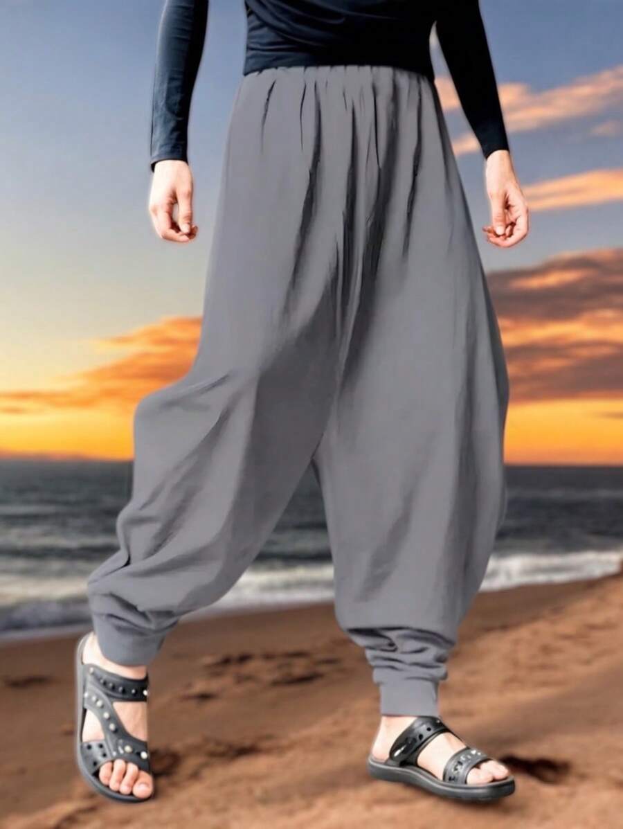 Pantalon  Holgado Largo para Hombre Sencillo y Casual - Gris - Ver 1