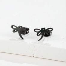 1 Pair Dragonfly Earrings, Casual Daily Wear For Girls, Fashion Jewelry Stainless Steel Cartoon Animal Gift