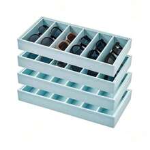 6 Fächer farbiger Samt Sonnenbrillen Organizer Tablett, eine Ausstellungs- und Aufbewahrungsbox für Brillen, Uhren und Schmuck, geeignet für Männer und Frauen