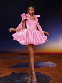 Vestido de bola elegante con decoración de moño de moda Anymoon, adecuado para bailes formales, graduaciones, fiestas de bienvenida, fiestas y eventos, vestido de fiesta, vestido de invitada de boda, vestido de graduación