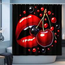Luxurious Red Lip Shower Curtain - Polyester Fabric, Waterproof, And Washable - Multicolor - View 5