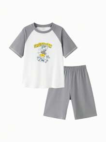 Balabala Kids' Cooling Pajama Set, Soft & Breathable Summer Sleepwear - Gray Tone - View 5