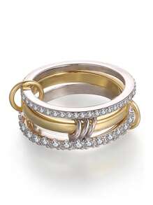 1 件时尚多色装饰指节戒指，适合女士日常佩戴和正式场合