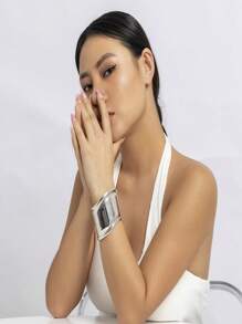 1pc Geometric Minimalist Wide Face Fashionable Exaggerated Personalized Bracelet