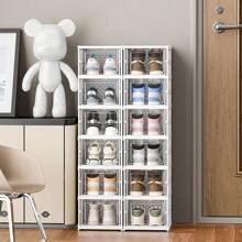 1 件 - 节省空间 3/6 层免安装折叠鞋架 - 自立式防尘收纳盒带盖，可堆叠易安装透气鞋盒，塑料鞋柜，防尘家用收纳盒，大容量节省空间神器 - 白色 - 查看 2