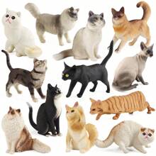 儿童暹罗猫雕像、猫玩具雕像、逼真的塑料小猫雕像、手绘逼真的小猫动物玩具、儿童圣诞礼物