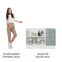 Gabinete Bajo Cocina Madesa Lux 120cm Sin Encimera BG Mueble de Cocina Moderno con Almacenamiento para Utensilios y Electrodomésticos - Blanco y Gris - Ver 4