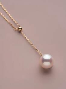 1 件 Y 形可调节流苏珍珠吊坠 S925 纯银简约项链，情人节女友礼物，适合女性 - 金黃色 - 查看 4