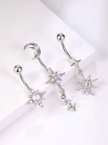 Leocuci Cute Belly Buton Rings Dangling Star 14G Stainless Steel Belly Button Ring For Women Body Piercing Jewelry Navel Rings