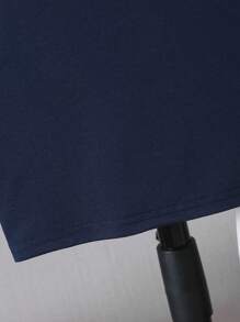 2pcs/Set Tween Boy Daily Casual Fashion Contrast Color Pocket Short Sleeve Tee And Contrast Color Patchwork Cargo Shorts Set, Spring Summer - Navy Blue - View 5