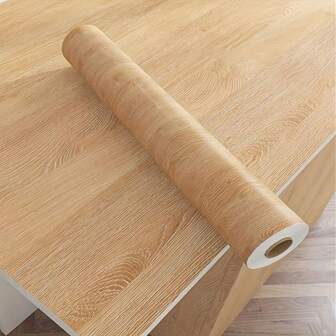 1 Rollo de papel tapiz autoadhesivo, papel contact con textura de madera espesada, removible y a prueba de agua, para sala de estar, cocina, dormitorio, dormitorio, muebles y decoración de otoño