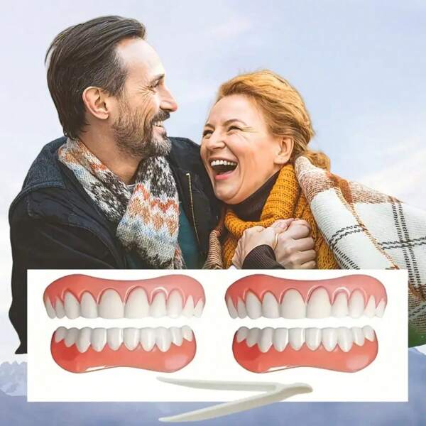 2 pezzi/set di nuovi supporti superiori e inferiori per denti migliorati, dentiere simulate, decorazione per denti per un sorriso perfetto
