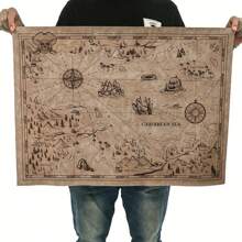 Decorazione murale vintage con mappa pirata, cartellone decorativo a tema nautico senza cornice, ideale per uso interno ed esterno, adatto per soggiorno, camera da letto, sala giochi, con design stagionale autunnale ed estivo