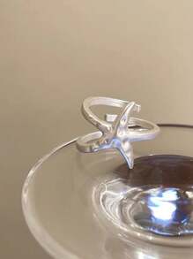 1pc Starfish Open Ring For Women, Exotic Fashion Adjustable Finger Ring, Accessory