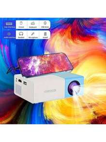 ZZPQVT Mini Projector, Miracast Version, Micro Home Cinema, Classic Power Supply, Old Movie Viewing, Support 20-80 Inches, Compatible With USB/AV/TF/Smartphone, USB Powered, Holiday Gift - Blue and White - View 8
