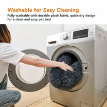 1 PC Fluffy Donut Pet Bed - Cozy Plush Orthopedic Support, Anti-Anxiety, Washable, Non-Slip, For Cats & Dogs Of All Sizes - 深灰色 - 查看 8