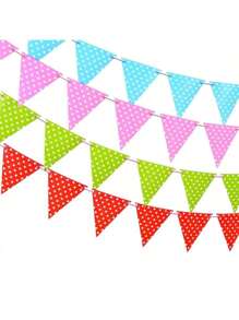 1 Set de 12 piezas de Banderines de papel con lunares y triángulos con 1 rollo de 5m de cuerda de colores, decoración de guirnalda para el hogar, lugar de celebración, cumpleaños, boda, decoración de la habitación, decoración del jardín, decoración de boda, decoración del hogar, regalo de fiesta, pancarta de tapiz, decoraciones de cumpleaños, decoraciones de fiesta
