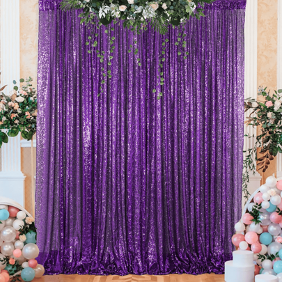 (1-3 Pcs) 4ftx8ft Sequin Photo Booth Backdrop, Purple Sequin Party & Wedding Backdrop, Sparkling Christmas Decoration