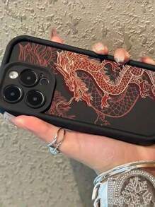 1pc Creative Chinese Dragon Pattern Comfortable Soft Shock Proof Protective Phone Case, Compatible With IPhone 11/12/13/14/15/16/16 Pro Max
