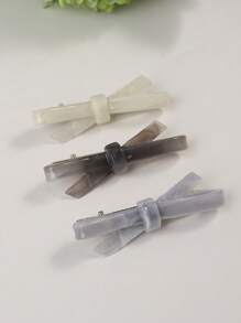 3件組極簡蝴蝶結髮夾 多功能抓夾髮爪髮飾 學生用品 優雅 大學風 冬季女裝配件 可愛大方 女用髮飾髮夾 - 彩色 - 查看 2