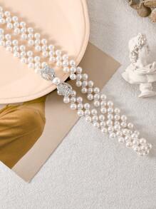 1 Stück Elastischer Perlen-Strass-Kristall Taillengürtel für Damen, modischer und vielseitiger Gürtel für Herzausschnitt-Kleider, elastisches Band für Hochzeiten, Braut-Glitzer, Brautjungfern-Outfits, Mädchen-Accessoires Sommer, Schule Herbst, Herbst, Halloween