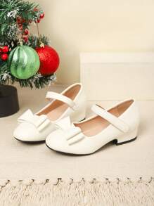 1 Pair Beautiful Bow Decor Girls' Shoes, Suitable For Autumn/Winter - White - View 1