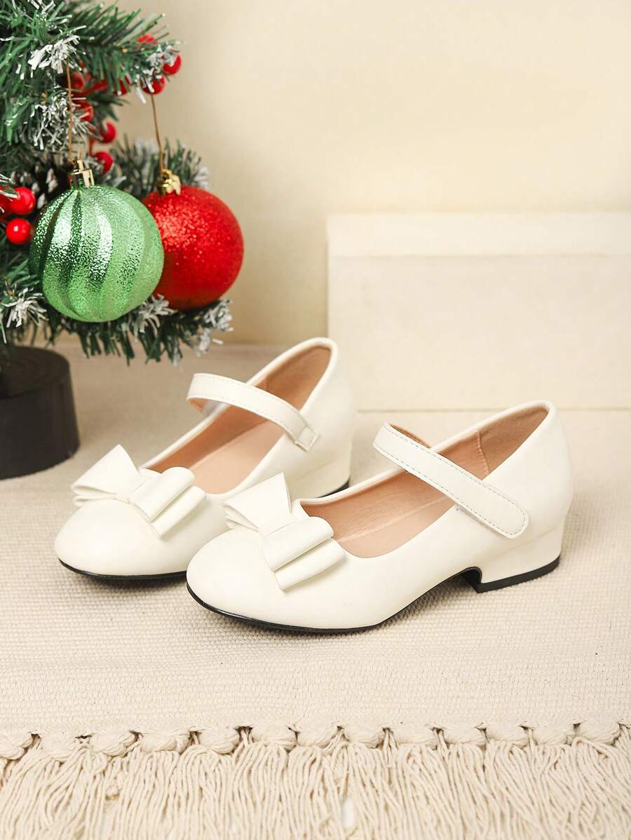1 Pair Beautiful Bow Decor Girls' Shoes, Suitable For Autumn/Winter - White - View 1