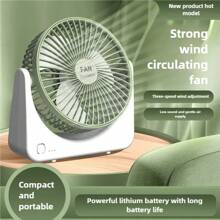 USB Fan Rechargeable Lithium Battery Office Desktop Student Dormitory Three Level Adjustment Light Sound Strong Wind
