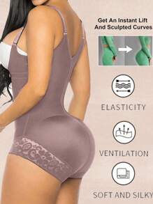 1 pieza Moldeable de talla grande para mujer de unicolor, moldeador corporal completo posparto para uso diario
