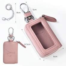 Multifunctional Fashion Smart Key Holder, Unisex, Letter Embossed Design, Transparent Window, Zipper Closure, Compatible With Smart Key, Includes Carabiner, Cute Style, Suitable For Commuting And School Use - Multicolor - View 7