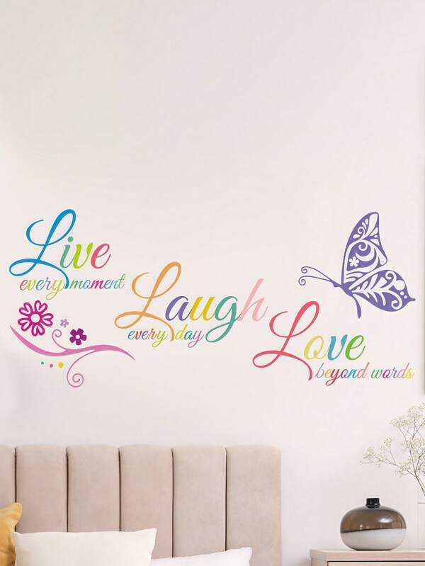2 Adesivi murali in PVC autoadesivi, adesivi da parete decorativi con slogan creativi e grafiche di farfalle, impermeabili, per decorare salotto, adesivi, decalcomanie in vinile per decorazione della casa, decorazioni primaverili per dare alla tua casa un aspetto nuovo, regali decorativi per compleanni, lauree, decorazioni da parete per camera da letto, bagno, soggiorno, casa