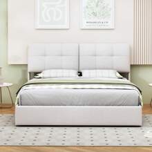 Upholstered Bed 160x200 Cm, Double Bed With Underbed Chest Of Drawers, Hydraulic Bed With Slatted Frame And Headboard, Without Mattress